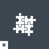 Puzzle related vector glyph icon. Isolated on black background. Vector illustration.