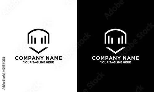 sheild Financial logo design vector template on a black and white background.