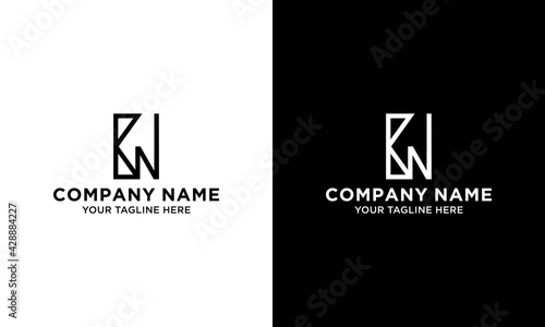 kn Initial handwriting logo vector