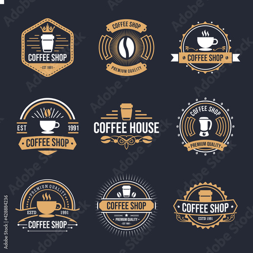 Retro Coffee shop badge logo design. Perfect for modern coffee shop joints. Vector Illustrtion 