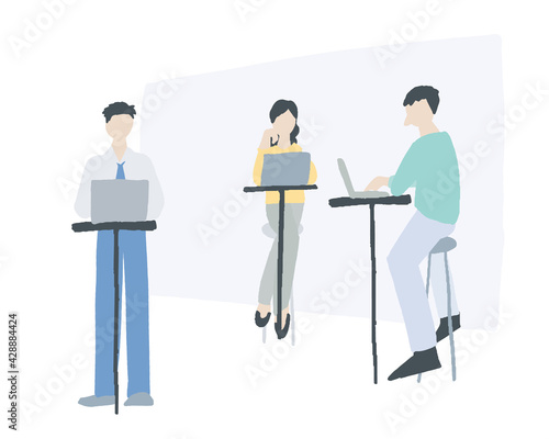 おしゃれなオフィスで仕事をしている人々 People working in a fashionable office Person illustration vector