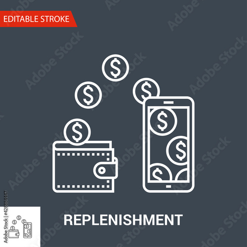 Replenishment Icon. Thin Line Vector Illustration - Adjust stroke weight - Expand to any Size - Easy Change Colour - Editable Stroke