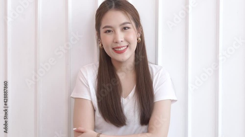 Beauty portrait of young Asian women on white background
