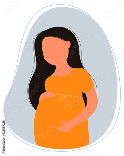 Pregnant woman. Pregnancy and motherhood. Vector illustration in flat style.