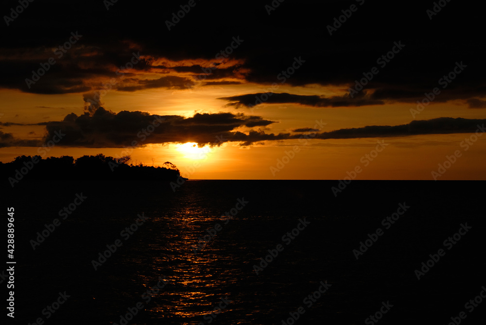 A beautiful sunset on the sea