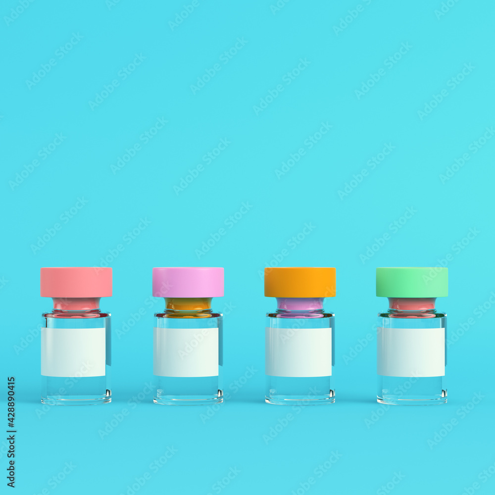 Vaccine on bright blue background in pastel colors Vaccine on bright blue background in pastel colors