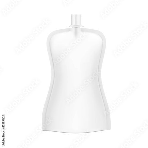 Pouch bag curve mockup isolated on white background. Vector illustration. Front view. Can be use for template your design, presentation, promo, ad. EPS10.	