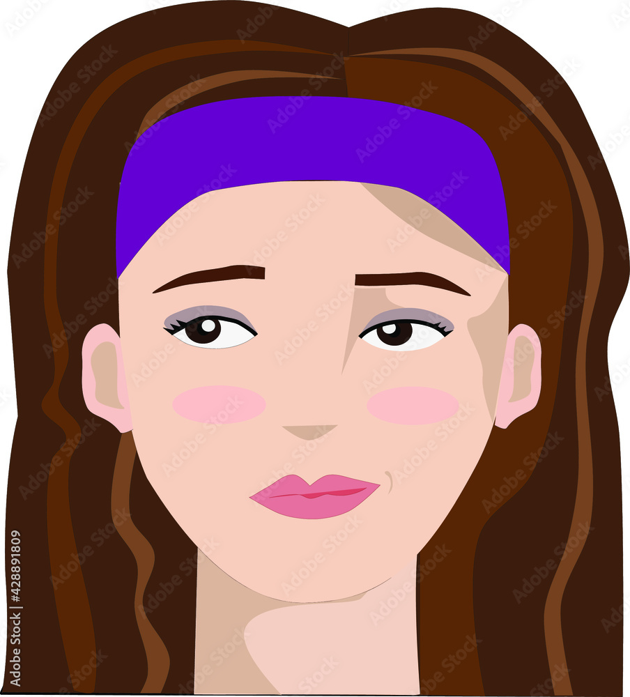 Shy cute girl with blush sticker