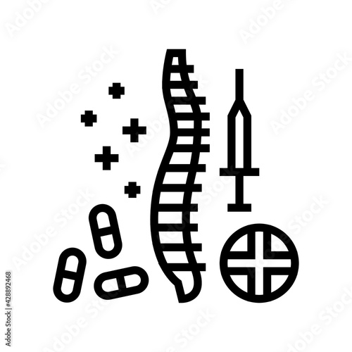 treatment scoliosis line icon vector. treatment scoliosis sign. isolated contour symbol black illustration