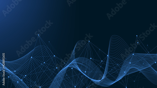 Technology abstract lines and dots connection background. Connection digital data and big data concept. Digital data visualization. Vector illustration