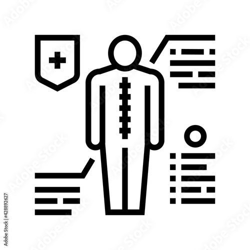 prevention scoliosis line icon vector. prevention scoliosis sign. isolated contour symbol black illustration