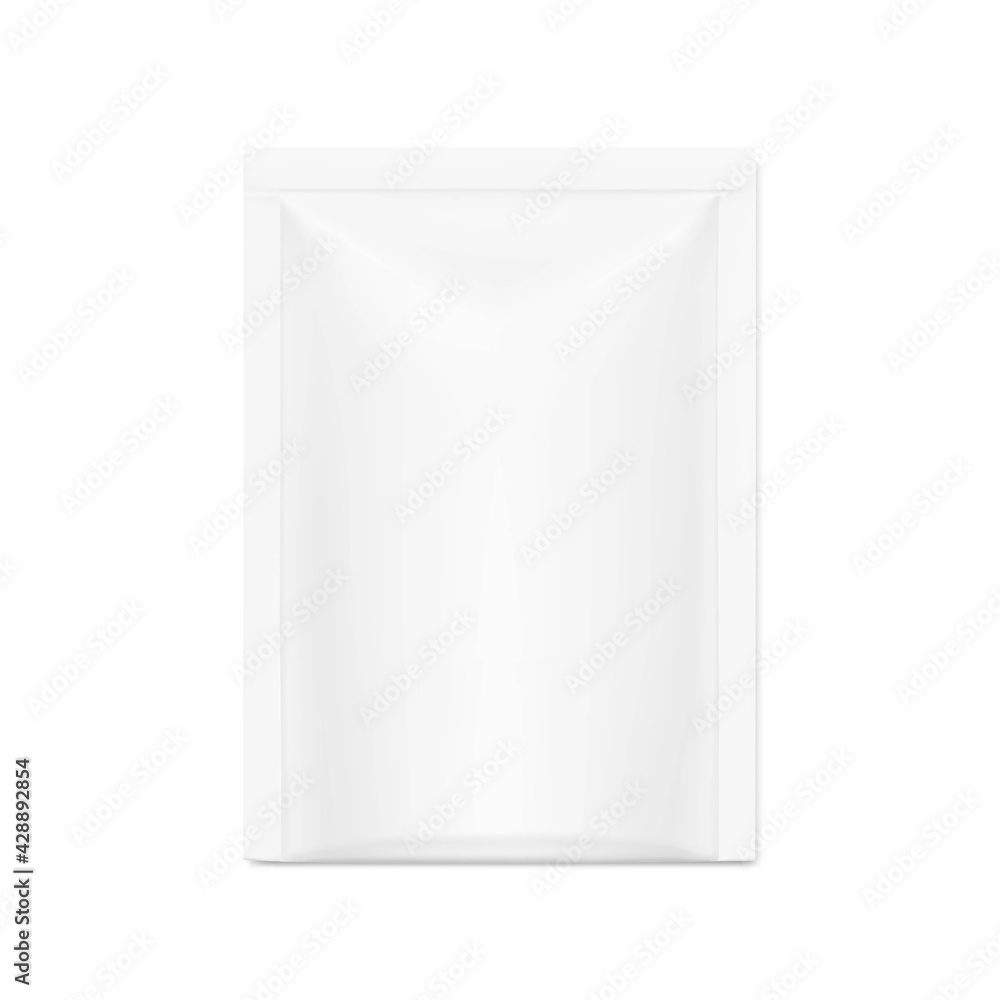 Blank sachet packaging mockup for food, cosmetic and hygien. Vector illustration isolated on white background. Ready for your design. Blank sachet packaging mockup for food, cosmetic and hygien. Vector illustration isolated on white background. Ready for your design.