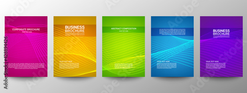 Cover geometric minimal. Set. Vector abstract line pattern for poster design. Set of templates for business brochures. Cool gradients. Graphic pattern for annual album backdrop.