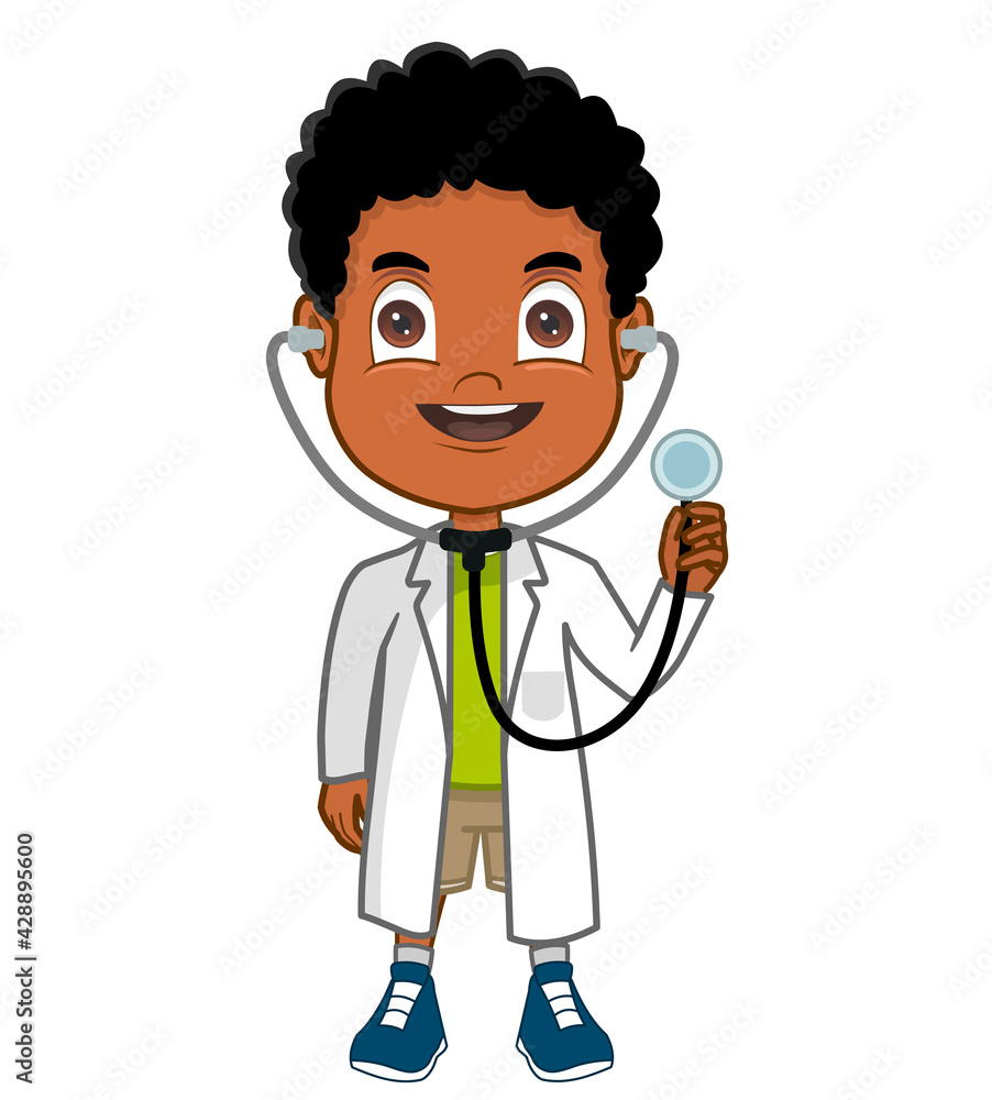 Fototapeta premium African American boy doctor Holding stethoscope