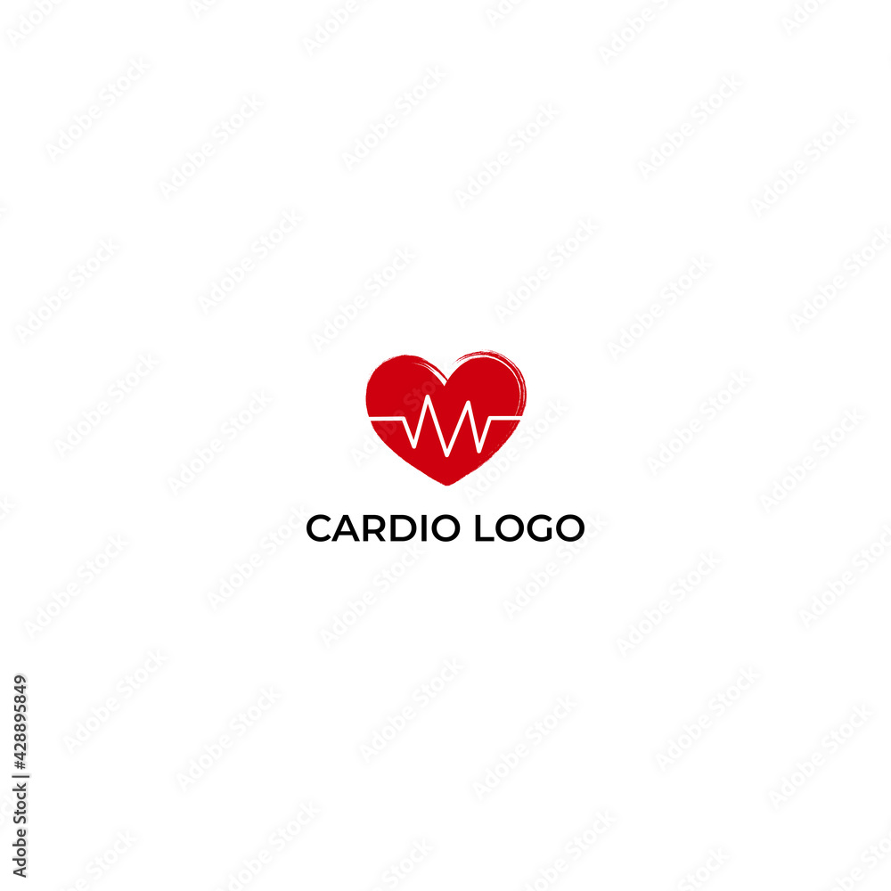 Heart with beat monitor pulse line art icon for medical apps and websites. breathing and alive sign red love heart. Red Medic blood pressure , cardiogram, health EKG, ECG logo. Heart in flat style.