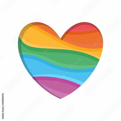 Lgbt symbol rainbow heart vector icon isolated on white background.