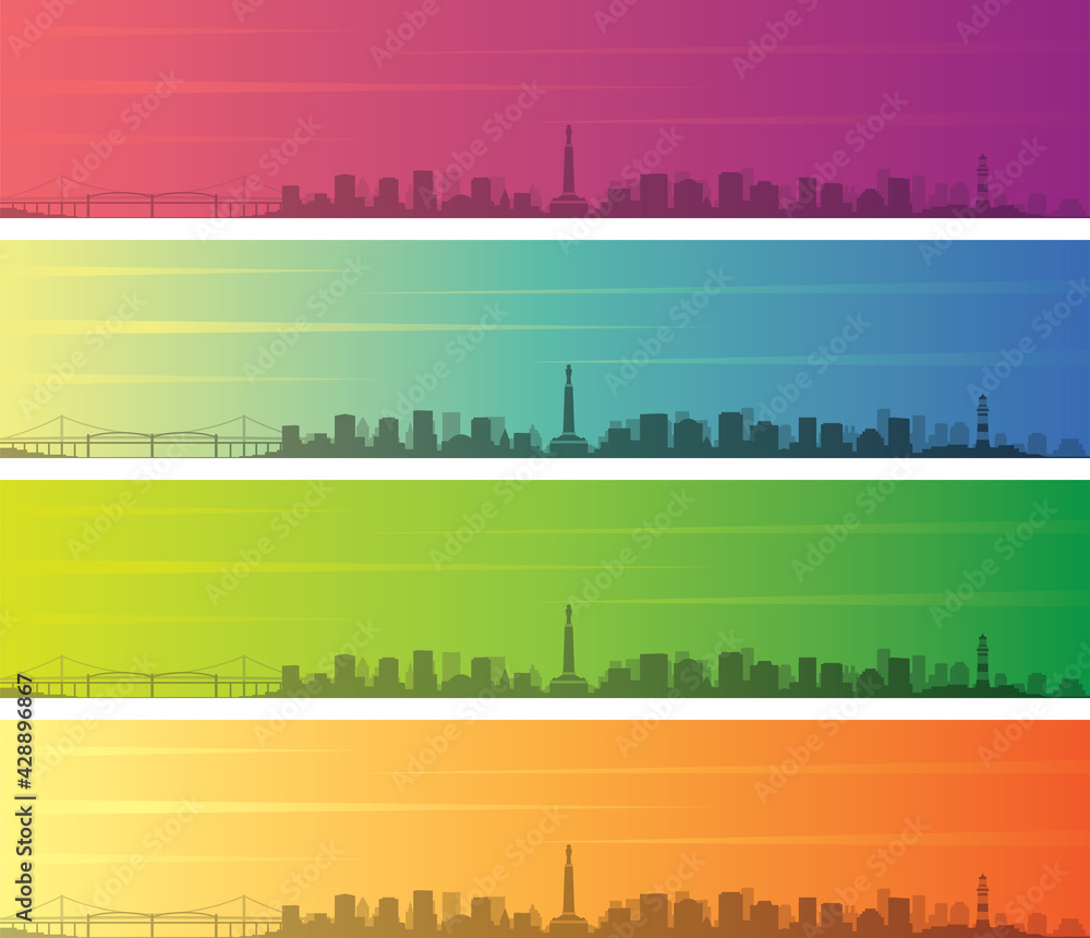 Plymouth Multiple Color Gradient Skyline Banner