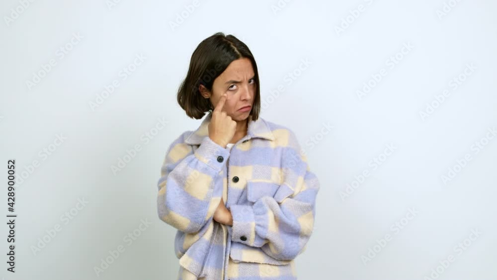 Young latin woman looking front over isolated background Young latin woman looking front over isolated background