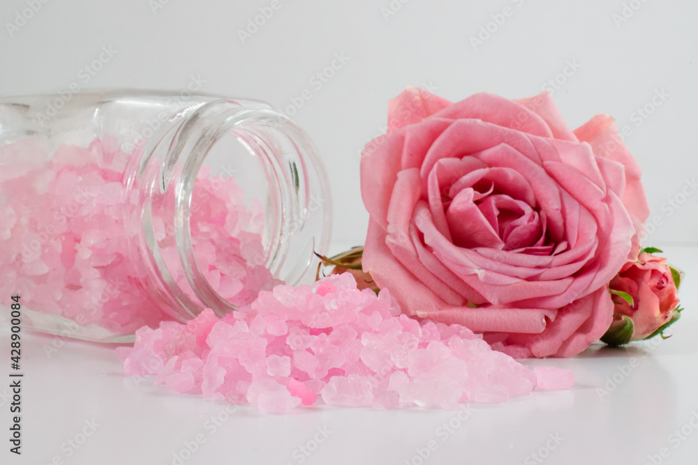 Salt and rose. Spa treatments. Cosmetics and porfumeria. Salt and rose. Spa treatments. Cosmetics and porfumeria.