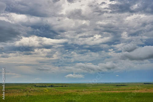 View over mixed grass prairie in Badlands National Park