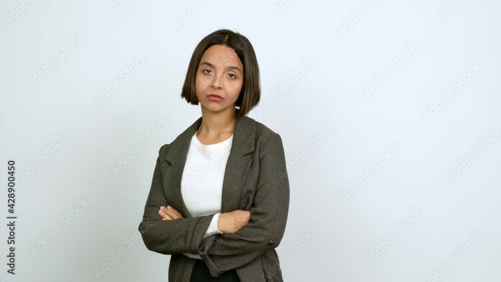 Young latin woman . Portratit over isolated background Young latin woman . Portratit over isolated background