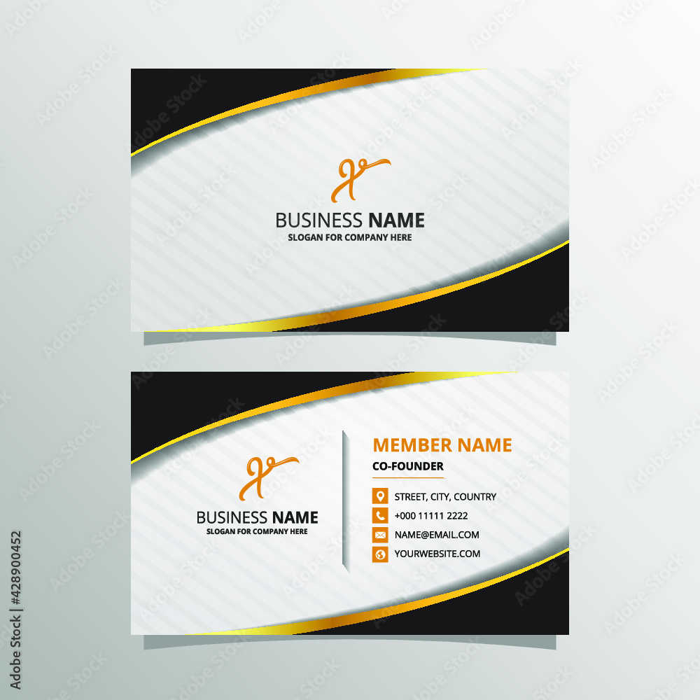 Naklejka premium Black and Gold Curved Business Card Template Luxury Design