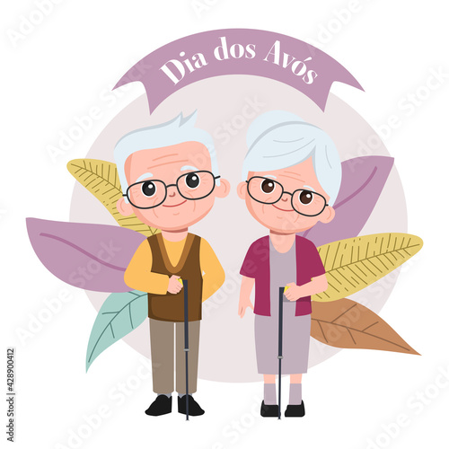 International grandparents day illustration cartoon vector