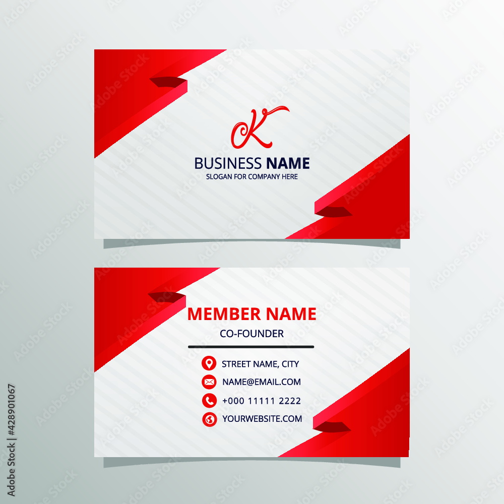 Creative Red Business Card Template With Curved Shapes Creative Red Business Card Template With Curved Shapes