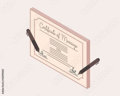 sign marriage certificate to get official marriage vector 