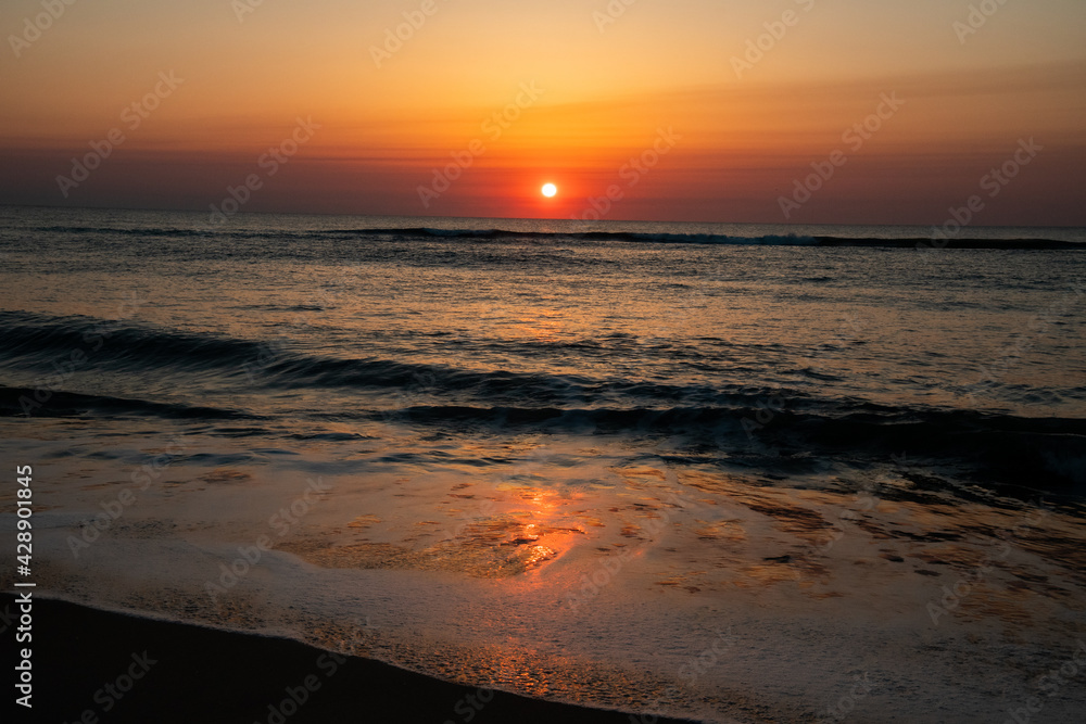 Sunrise over The Atlantic Ocean from Cape Hatteras, North Carolina in the Outer Banks.  
