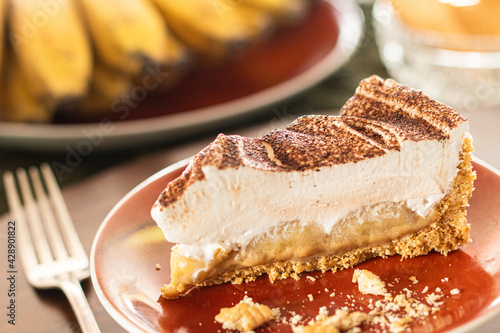 Fatia de torta de banana. Banoffe