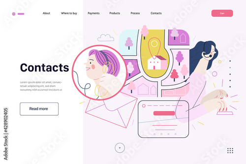 Medical insurance template - clinic contacts. Flat vector