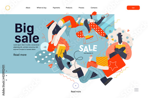 Discounts, sale, promotion, web template. Flat vector