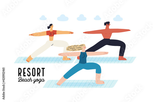 Beach resort activities, modern flat vector illustration
