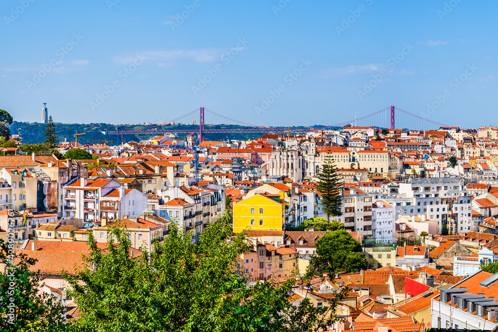 Panoramic view of the old town of Lisbon, Portugal Panoramic view of the old town of Lisbon, Portugal
