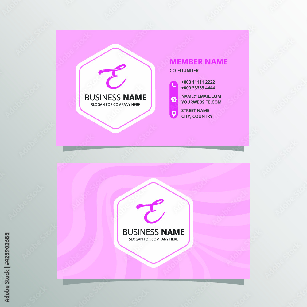 Abstract Pink Curved Business Card Template Abstract Pink Curved Business Card Template