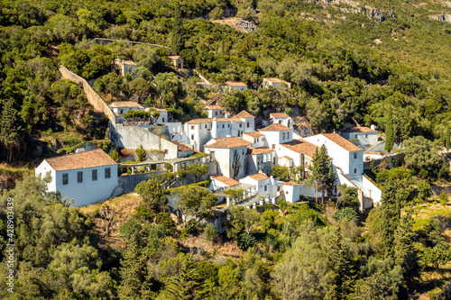 Arrábida Convent seen from the viewpoint in Serra da Arrábida near Setúbal in Portugal. photo