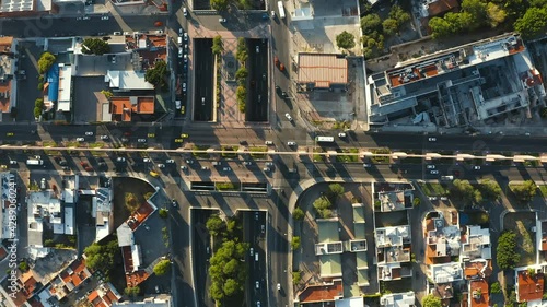 Vertical aerial view of the aqueduct of the city of Queretaro Mexico, 4K.