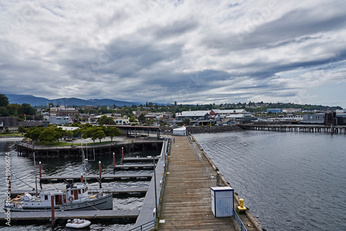 View over Port Angeles from pier in the evening
