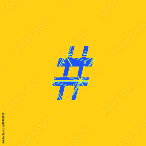 numeral mark illustration with glitter effect and shiny lines, editable digital vector.