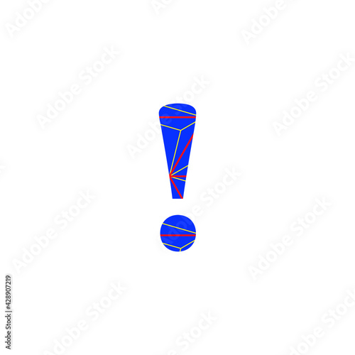 Admiration symbol illustration in blue with red and yellow stripes, birthday confetti.