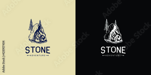 Illustrations of stone logo design concept