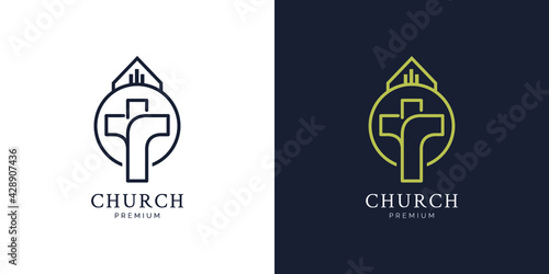 Illustrations of church logo design concept