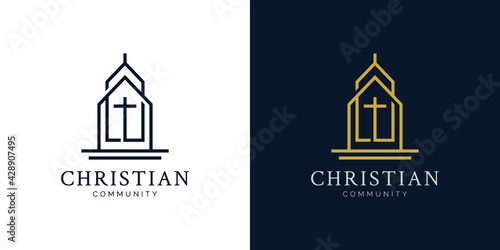 Canvas Print Illustrations of church logo design concept