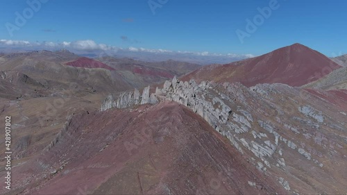 Panoramic view from the road to 7 color rainbow mountain, palcoyo, crest of mountain photo