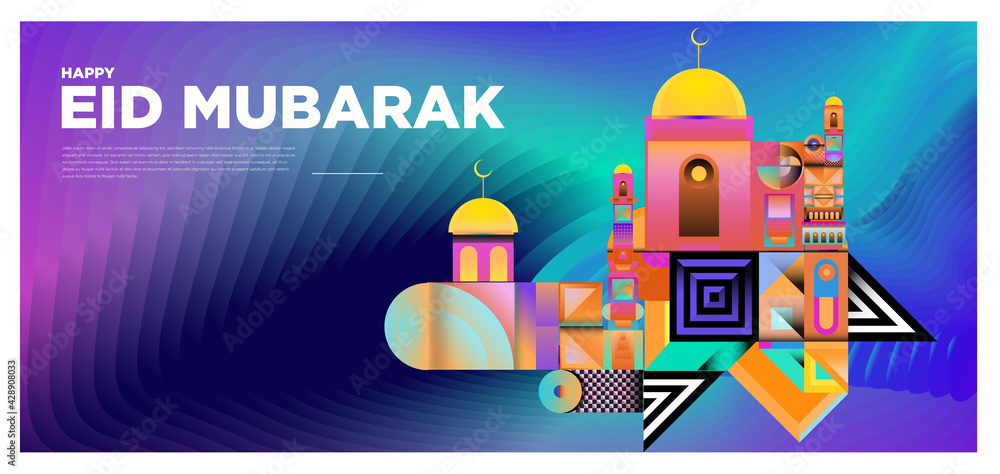 Vector colorful islamic and mubarak greeting card banner
