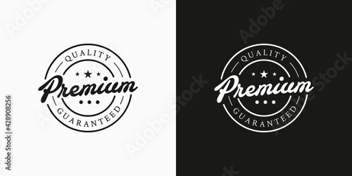 Illustrations of premium quality label stamp design concept photo