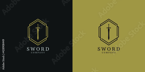 Illustrations of sword company logo design concept