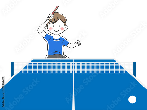卓球をする男性のイラスト