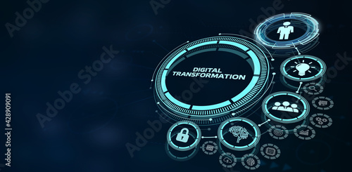 Concept of digitization of business processes and modern technology. Digital transformation. photo